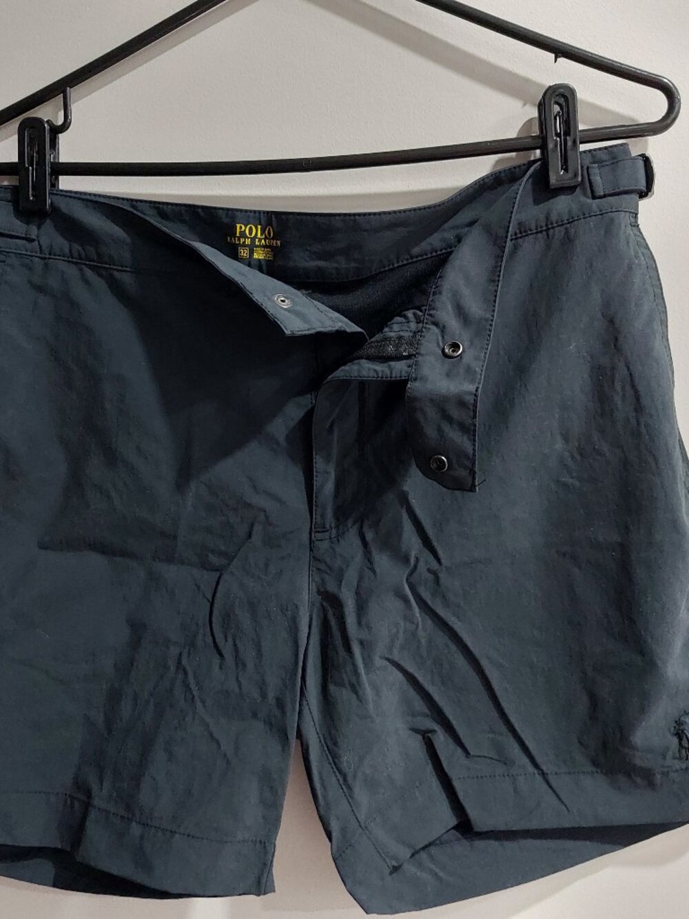 Polo Ralph Lauren Men's 32" shorts an embroidered pony logo on the bottom Black